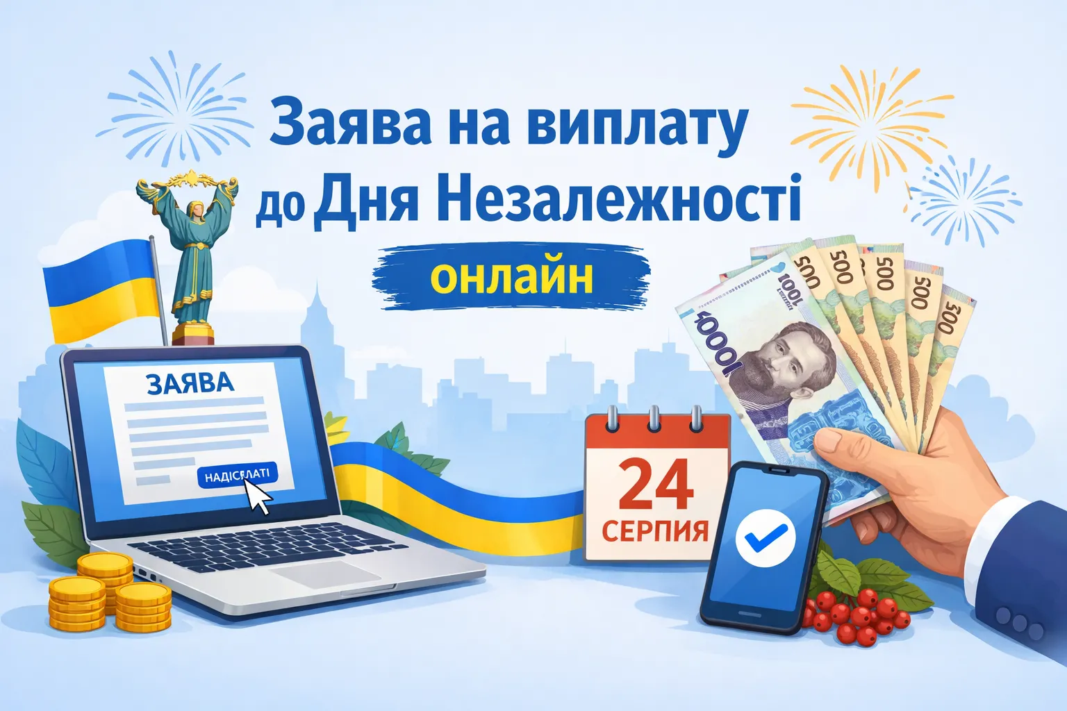 Как подать заявление на разовую выплату ко Дню Независимости Украины онлайн