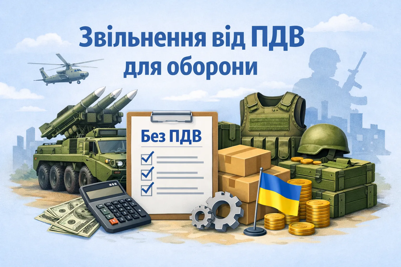 Звільнення від ПДВ при закупівлі товарів для оборонних потреб: головні умови