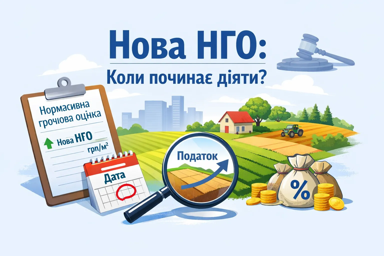 Коли нова НГО починає впливати на суму земельного податку?