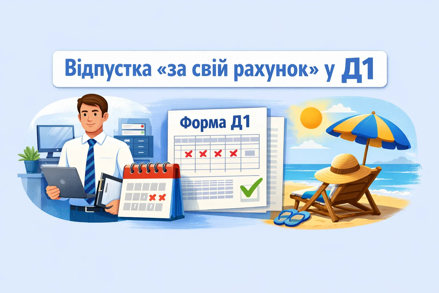 Работник работает по двум должностям: где показать дни отпуска «за свой счет» в Д1