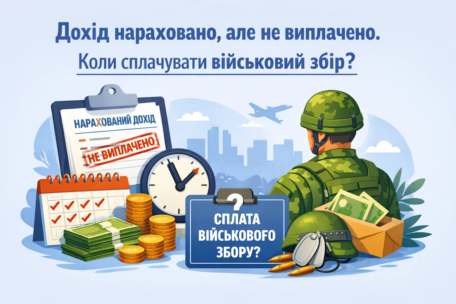 Доход начислен, но не выплачен плательщику. Когда уплачивать военный сбор?