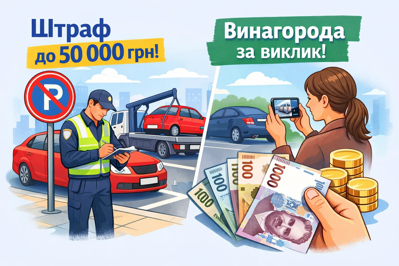 За незаконне паркування хочуть штрафувати на 50 тисяч гривень, а свідкам порушення — платити винагороду