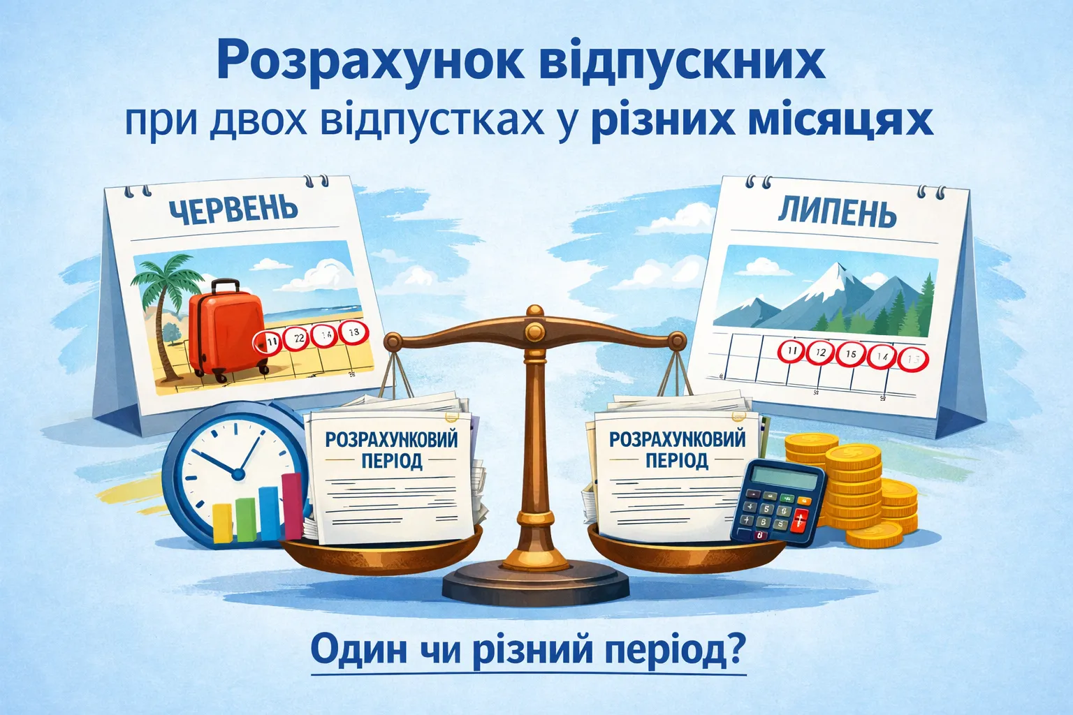 Дві відпустки поспіль у різних місяцях: чи буде різним розрахунковий період для відпускних?