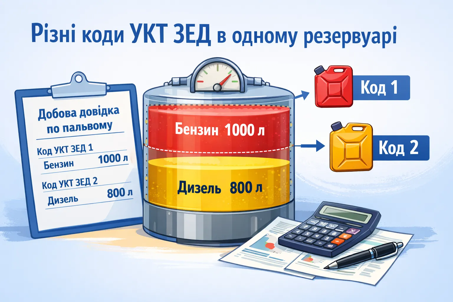 Як показати різні коди УКТ ЗЕД в одному резервуарі в добовій довідці по пальному? Як показати різні коди УКТ ЗЕД в одному резервуарі в добовій довідці по пальному?