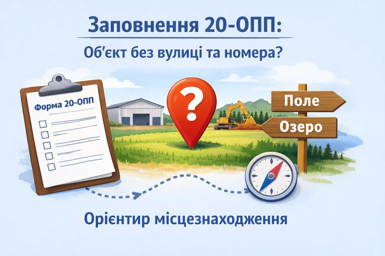 Як заповнювати 20-ОПП, якщо об’єкт без вулиці та номера будинку?