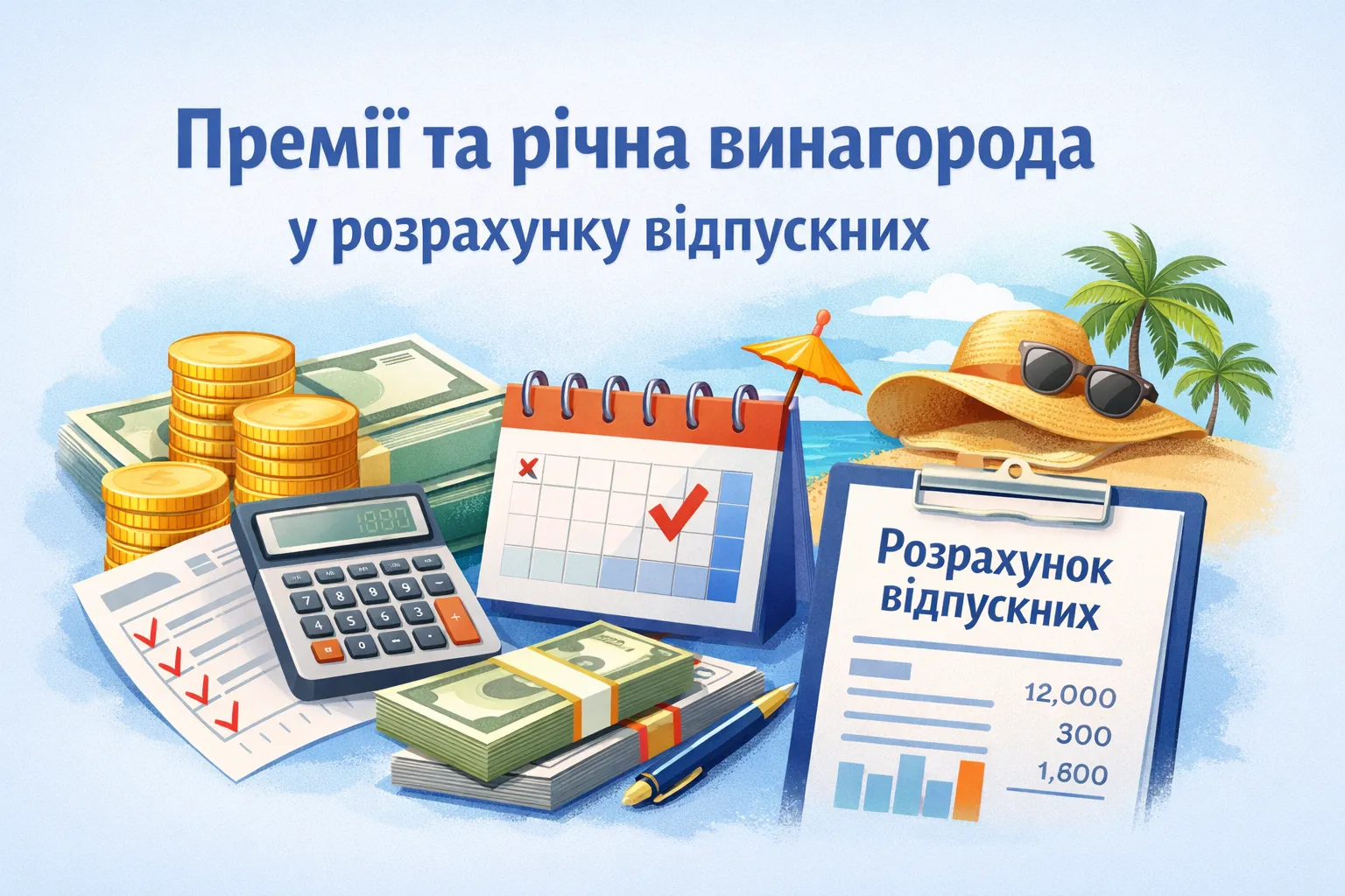 Премії та річна винагорода у розрахунку відпускних