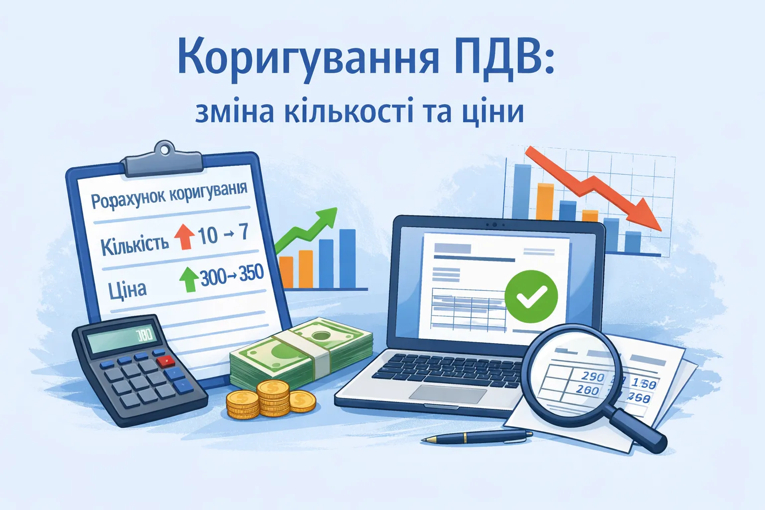 Коригування ПДВ, якщо міняються і кількість, і ціна: заповнюємо РК