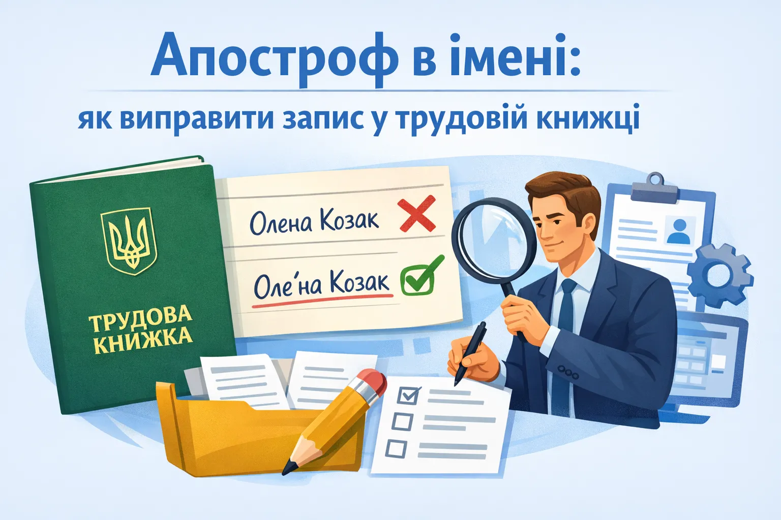 Апостроф в імені: як виправити запис у трудовій книжці