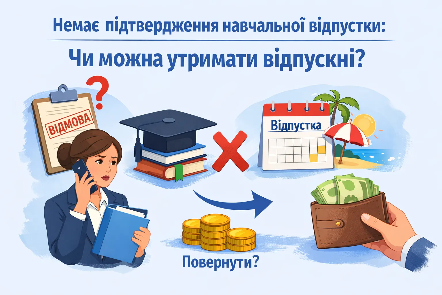 Подтверждение учебного отпуска не предоставлено: можно ли удержать выплаченные отпускные? Подтверждение учебного отпуска не предоставлено: можно ли удержать выплаченные отпускные?