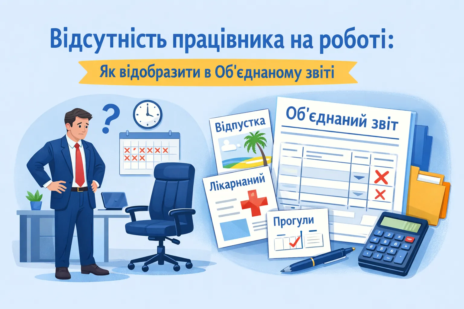 Відсутність працівника на роботі: як відображати в Об’єднаному звіті Відсутність працівника на роботі: як відображати в Об’єднаному звіті