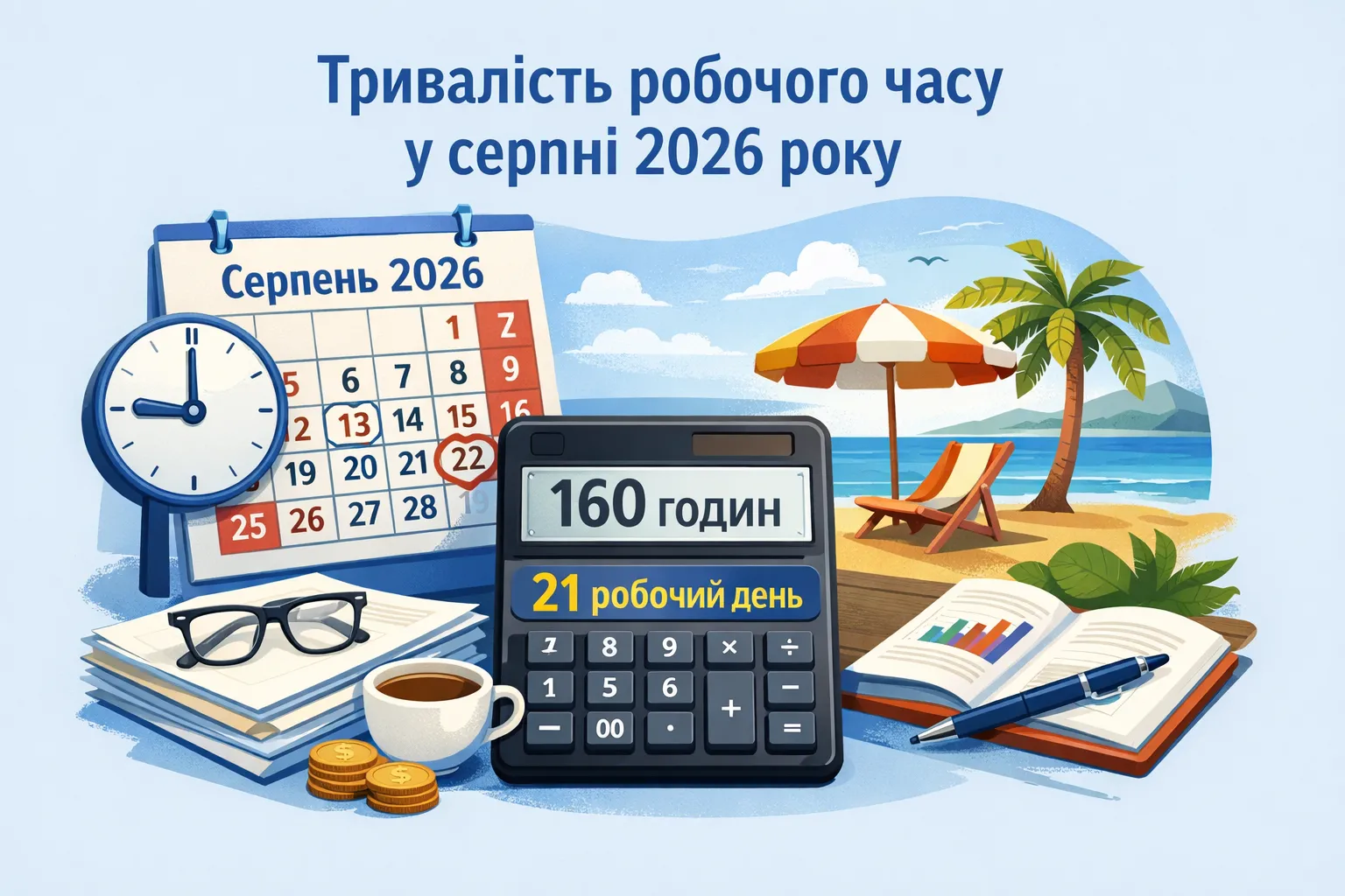 Норма тривалості робочого часу на серпень 2026 року Норма тривалості робочого часу на серпень 2026 року
