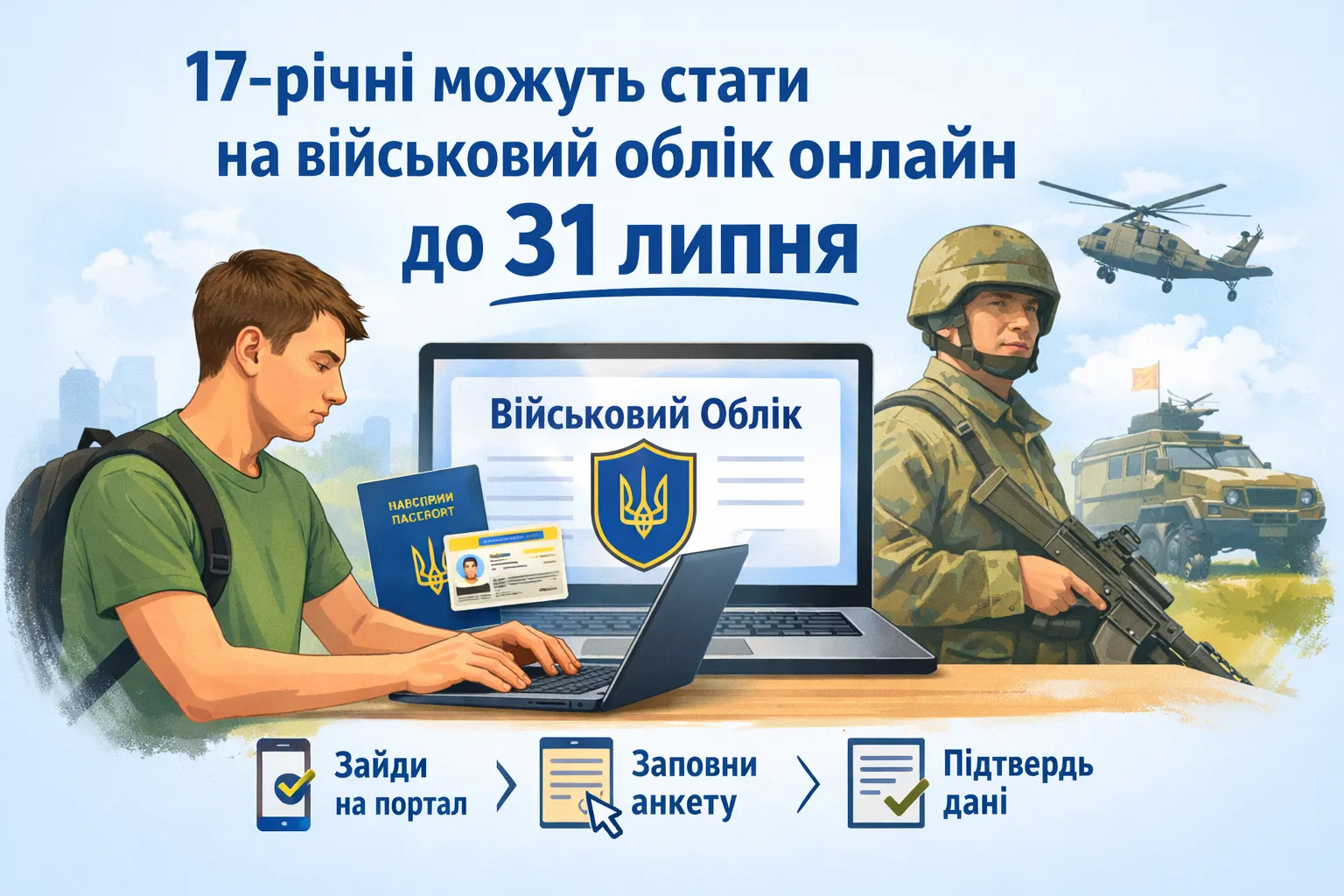 17-річні юнаки можуть стати на військовий облік онлайн до 31 липня включно: як це зробити 17-річні юнаки можуть стати на військовий облік онлайн до 31 липня включно: як це зробити