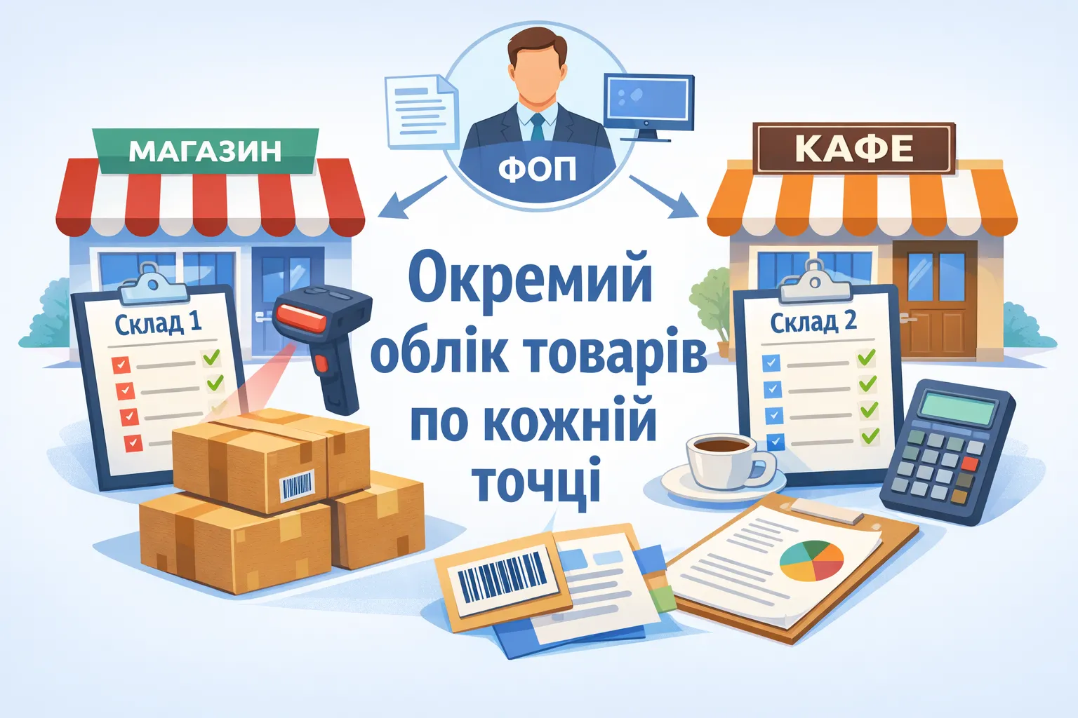 ФОП з кількома торговими точками: окремий облік товарів по кожному об’єкту ФОП з кількома торговими точками: окремий облік товарів по кожному об’єкту