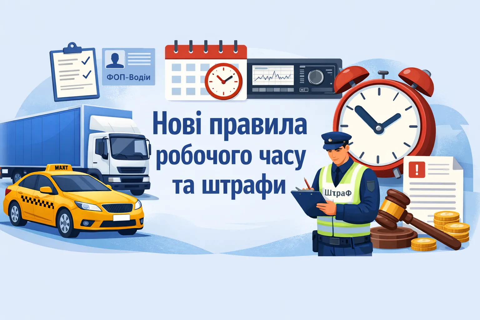 Транспортні компанії та ФОП‑водії: нові правила робочого часу і штрафи Транспортні компанії та ФОП‑водії: нові правила робочого часу і штрафи