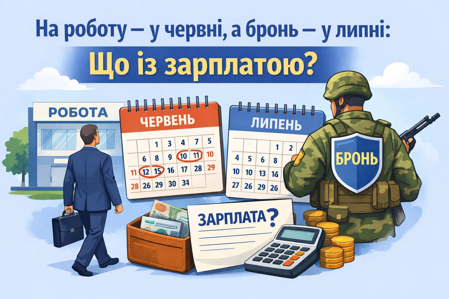 На роботу - у червні, а бронь - у липні: що із зарплатою На роботу - у червні, а бронь - у липні: що із зарплатою
