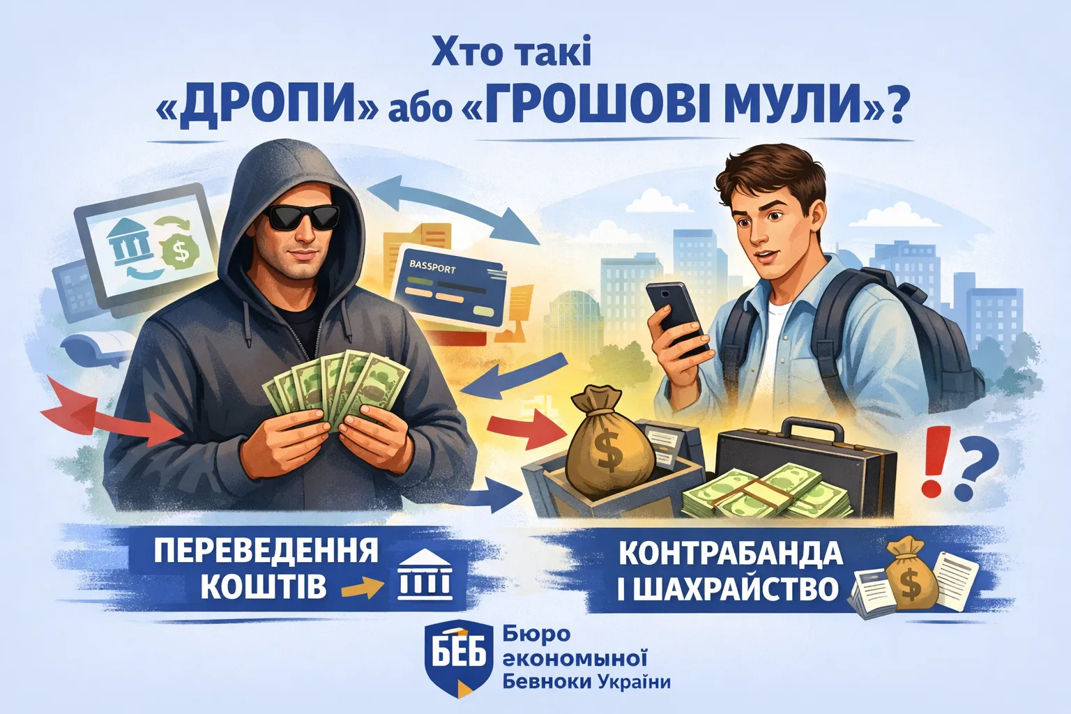 БЕБ пояснює, что такі дропи або «грошові мули»