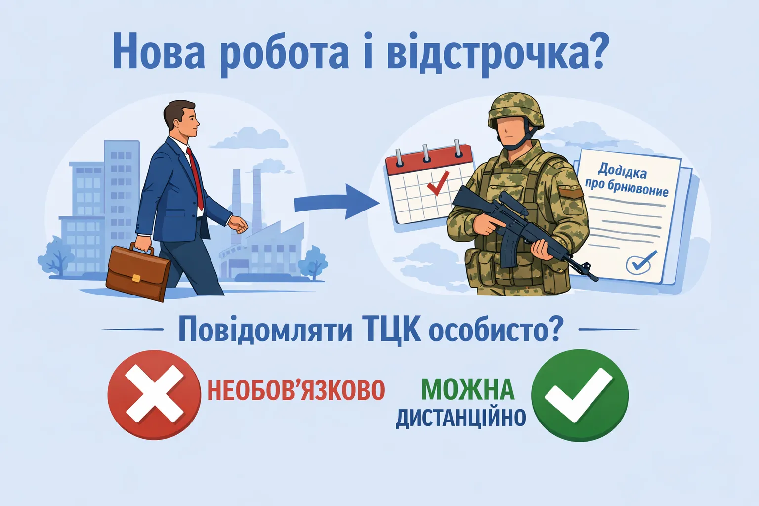 Перешли на новую работу, где также есть отсрочка: нужно ли лично уведомлять ТЦК