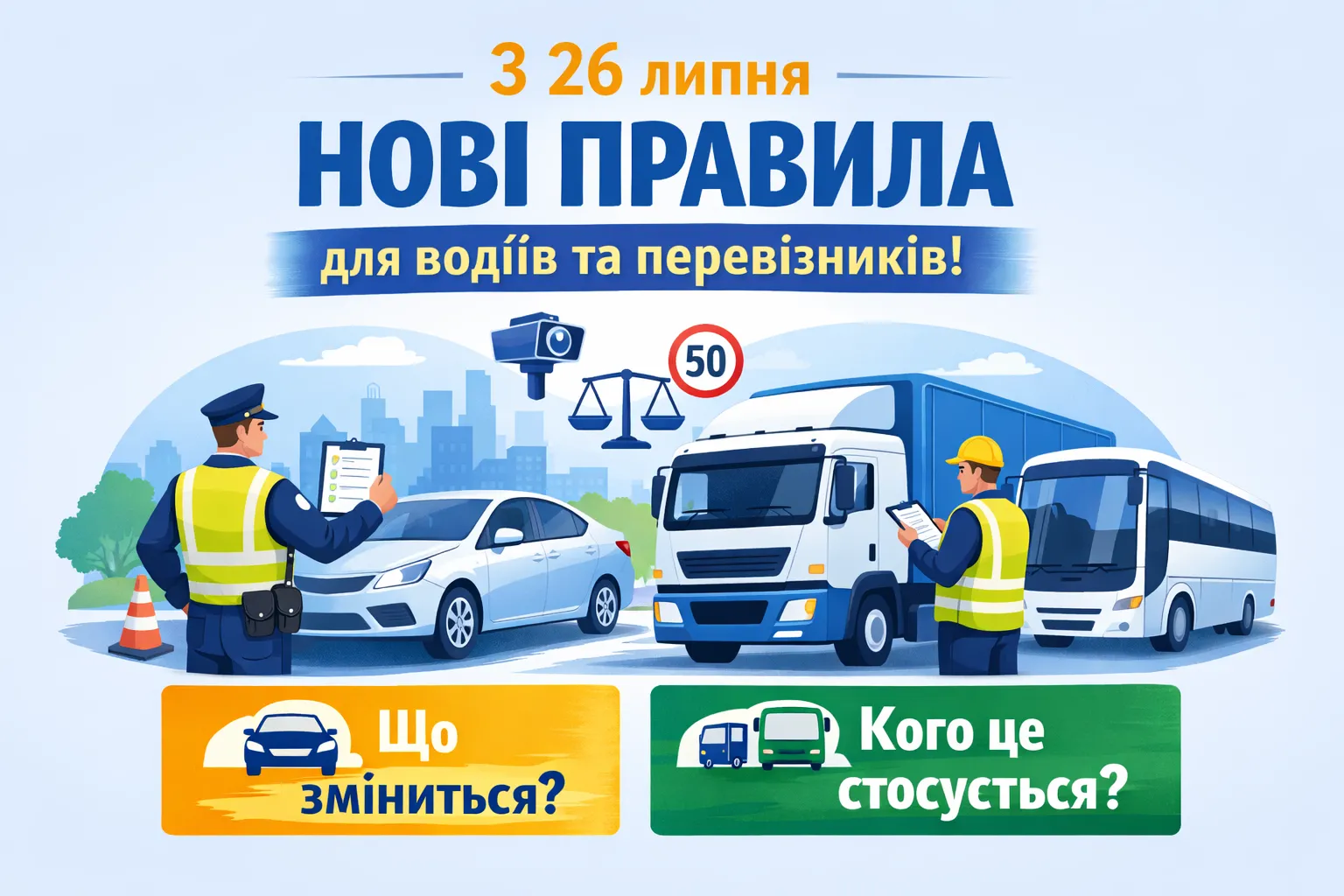 З 26 липня — нові правила для водіїв та перевізників! що зміниться і кого це стосується?