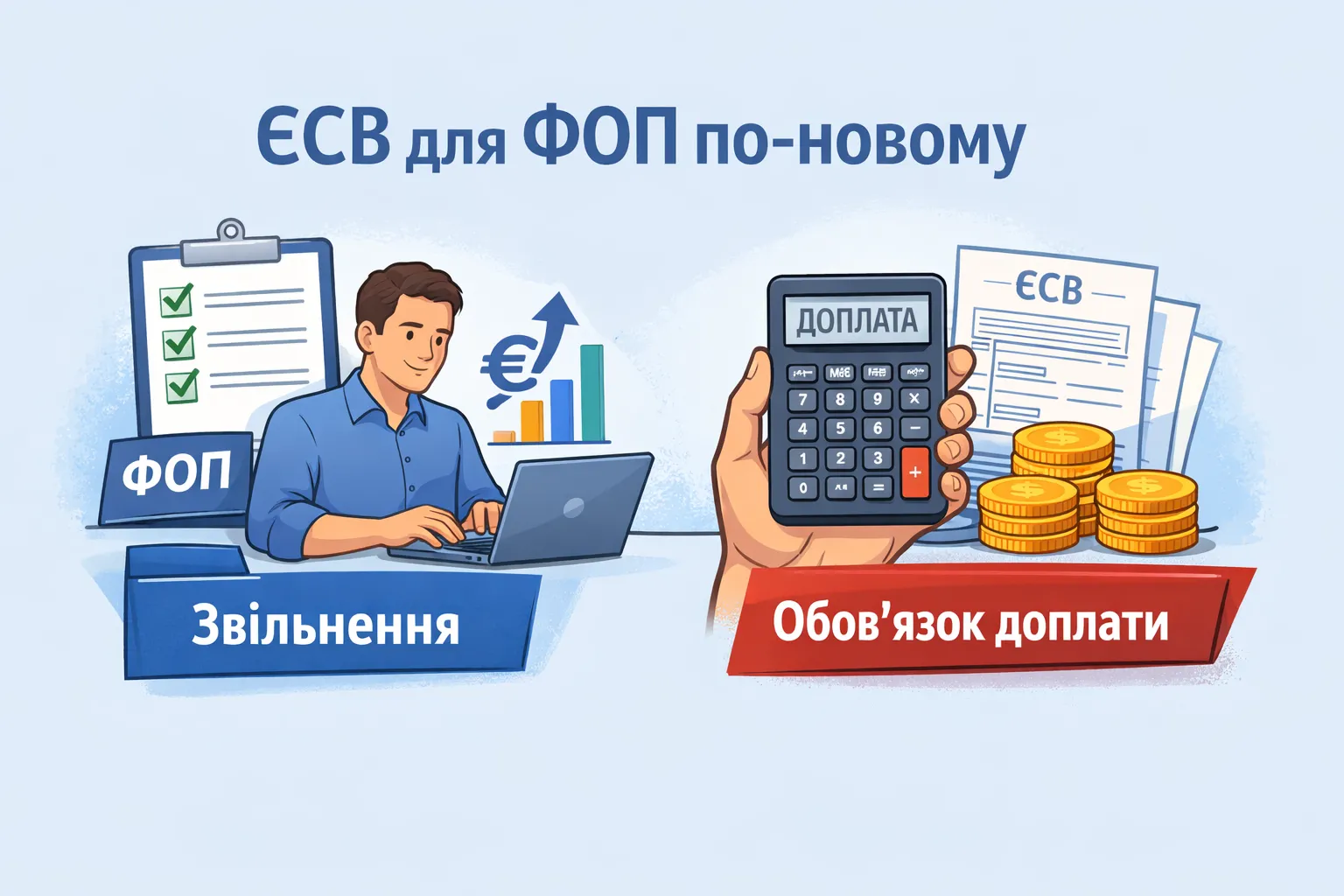 ЄСВ для ФОП по‑новому: звільнення від внеску та обов’язок доплати