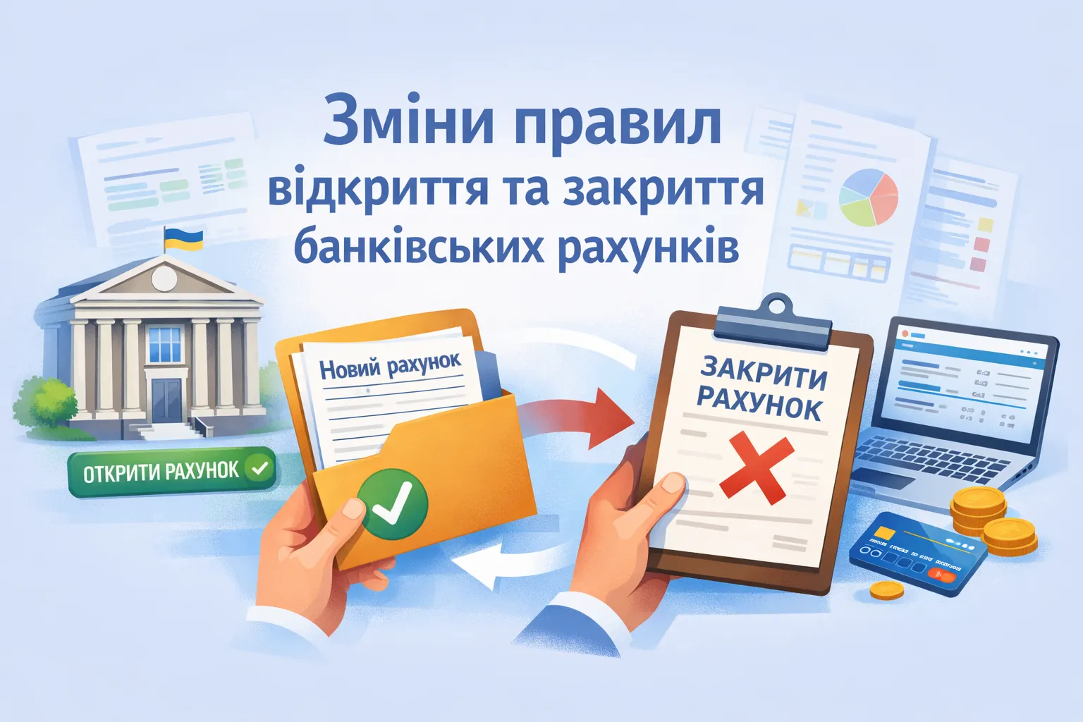 НБУ пропонує змінити правила відкриття та закриття банківських рахунків