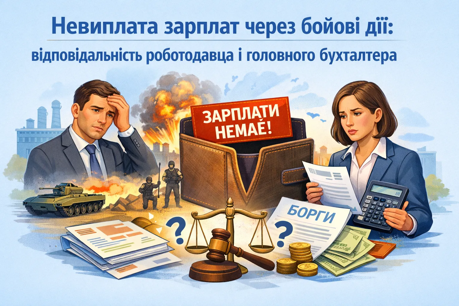 Невиплата зарплати через бойові дії: чи відповідатимуть роботодавець і головний бухгалтер