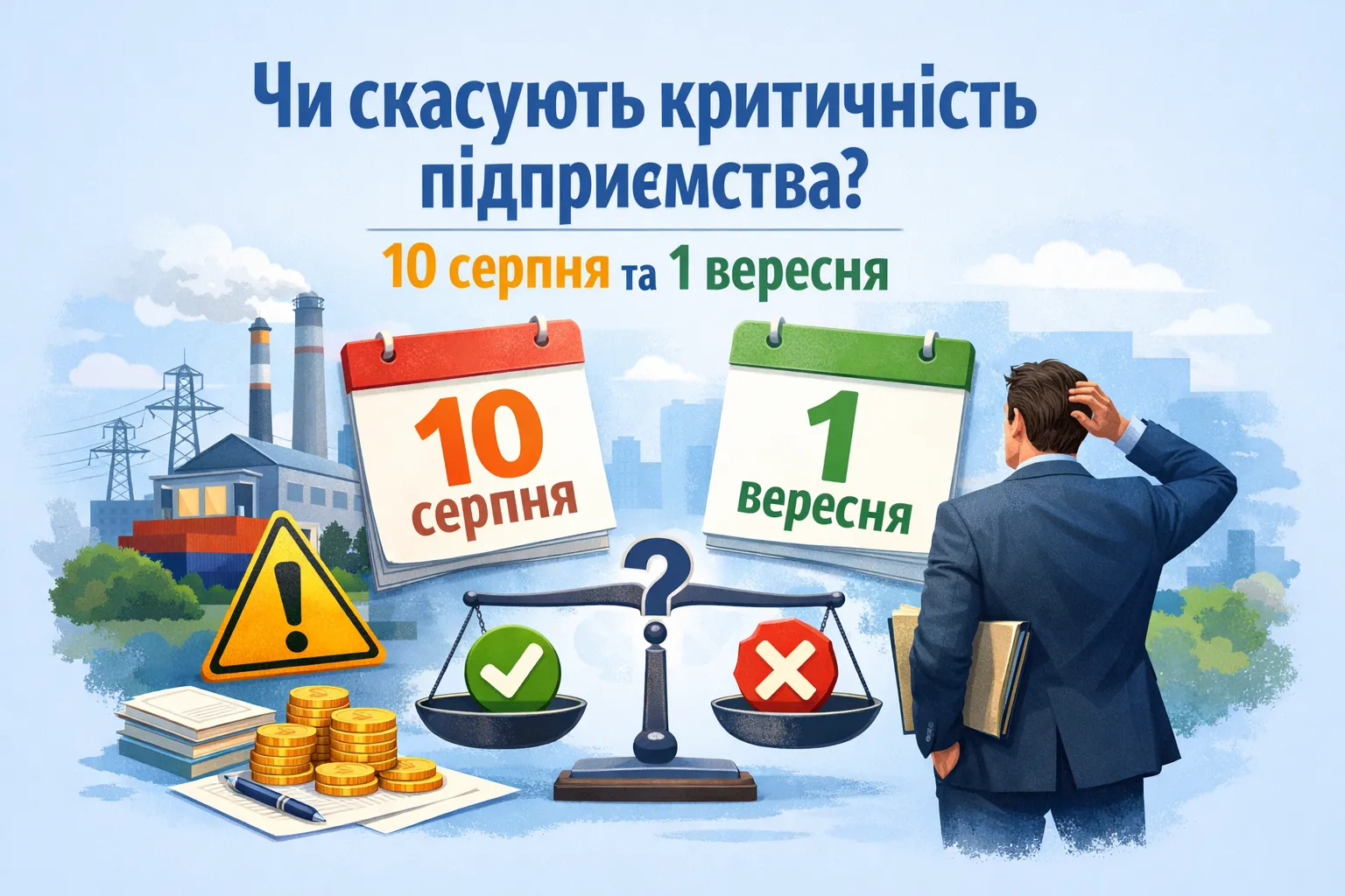 Чи буде критичність підприємства скасована: пам’ятаємо про 10 серпня і 1 вересня