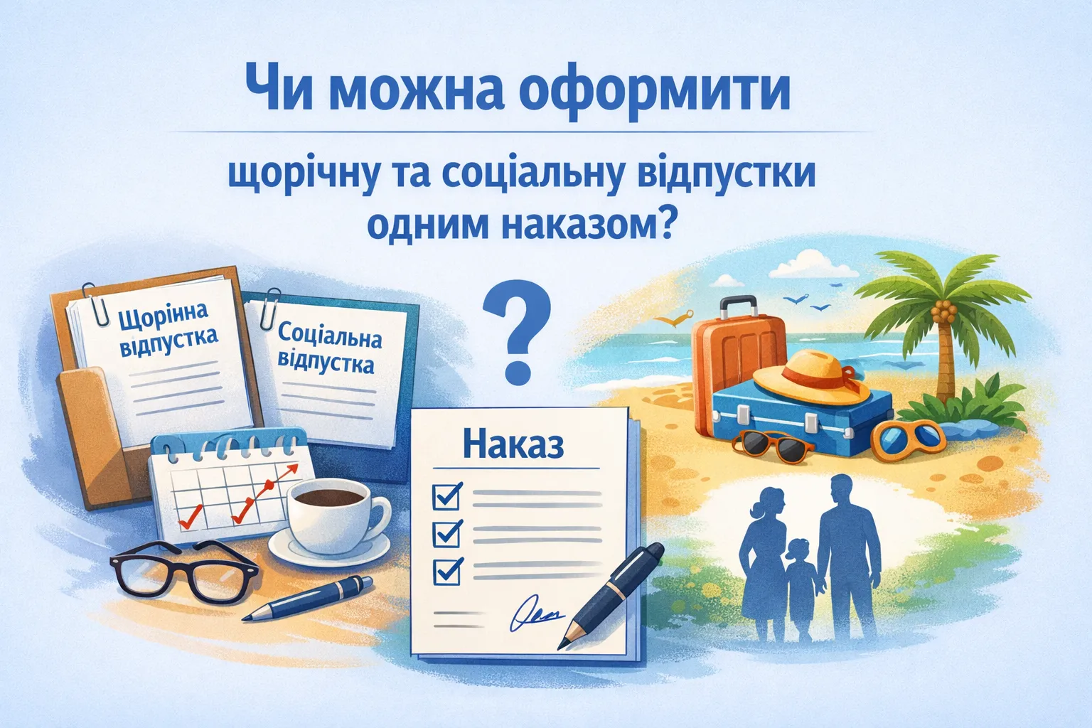 Чи можна оформити щорічну та соціальну відпустки одним наказом?