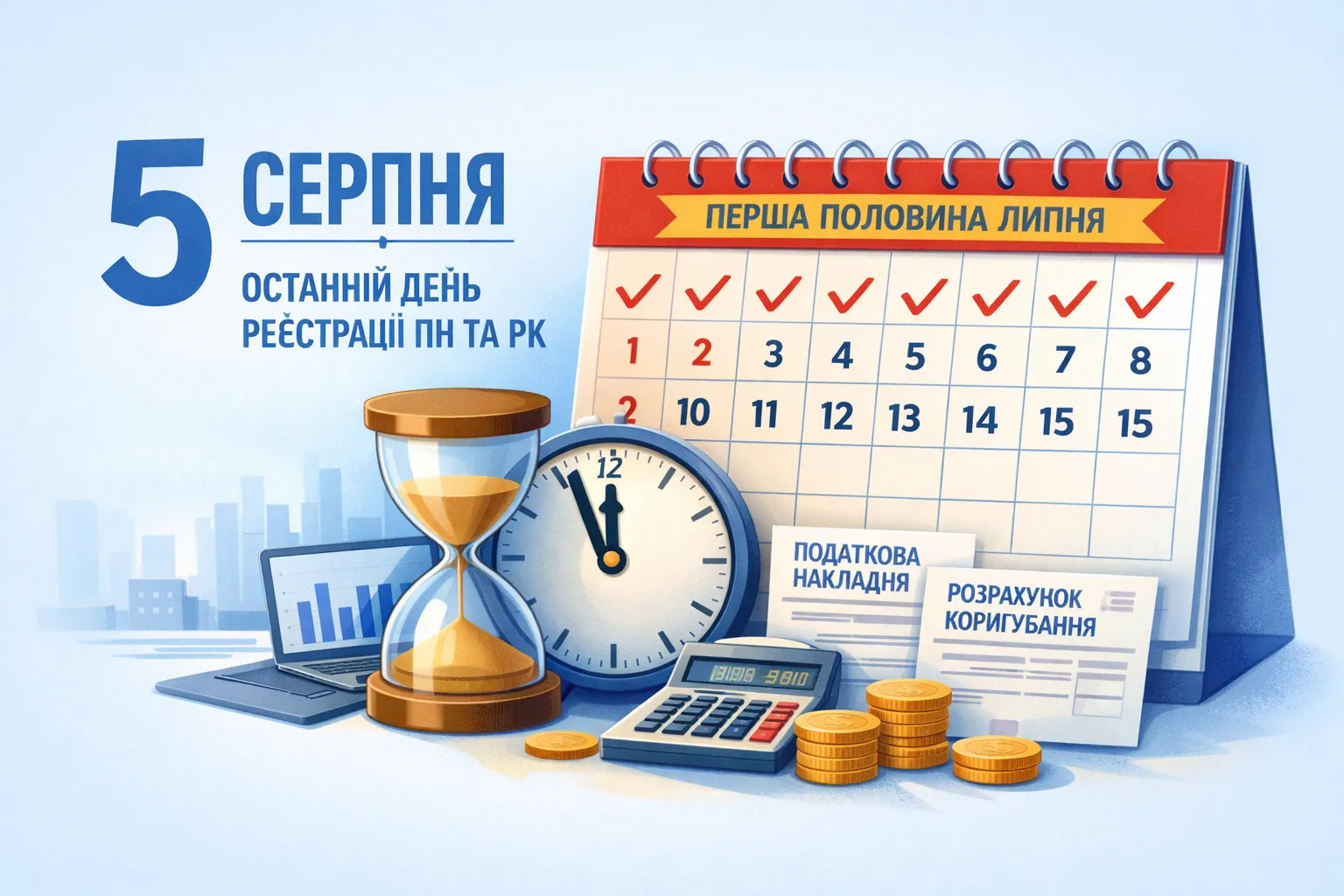 5 серпня — граничний строк реєстрації ПН та РК за першу половину липня