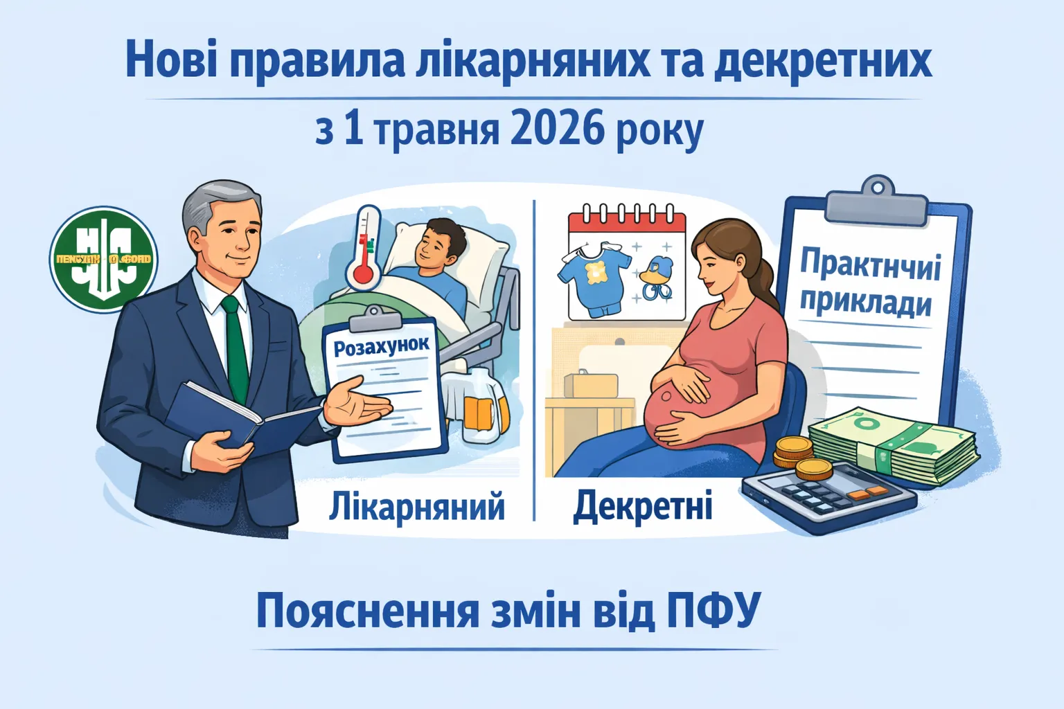 Нові правила розрахунку лікарняних і декретних з 1 травня 2026 року: ПФУ пояснив зміни на практичних прикладах