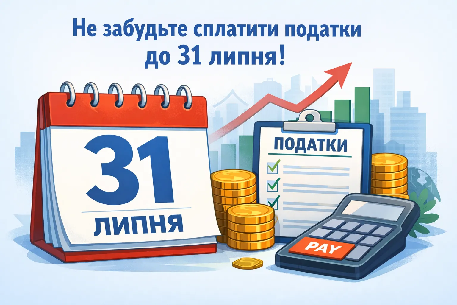 31 липня — важлива дата для сплати податків!