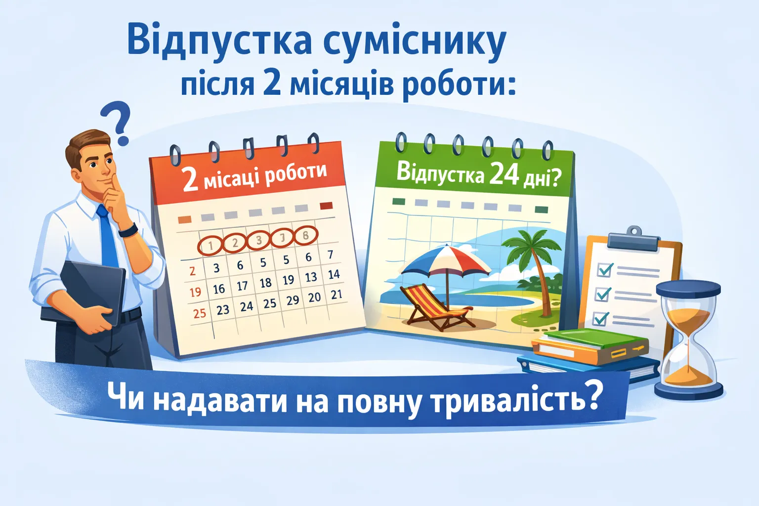 Сумісник відпрацював лише 2 місяці: чи потрібно надавати відпустку повної тривалості?