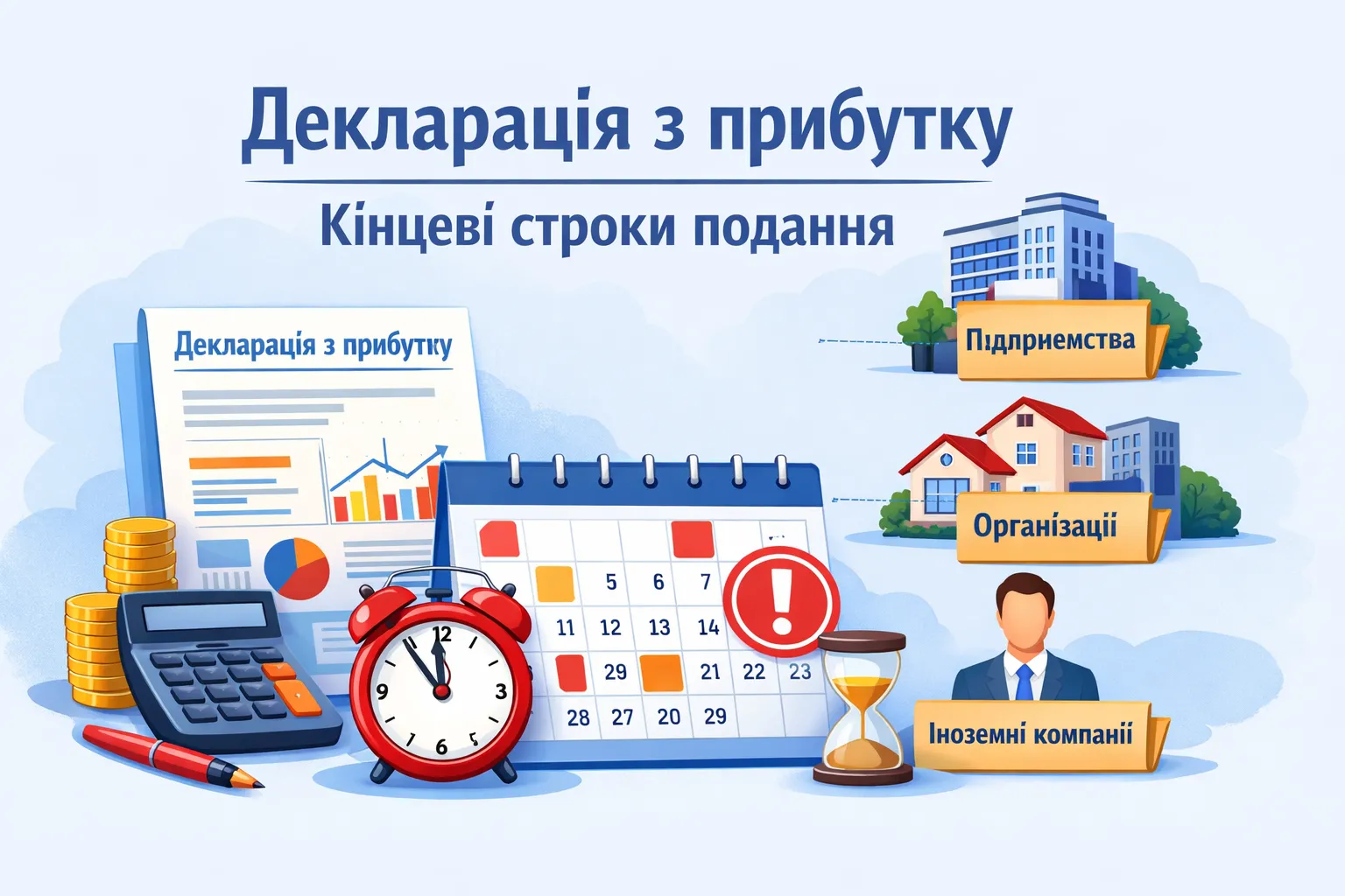 Декларація з прибутку: граничні строки подання для різних платників (крім ФОП) Декларація з прибутку: граничні строки подання для різних платників (крім ФОП)