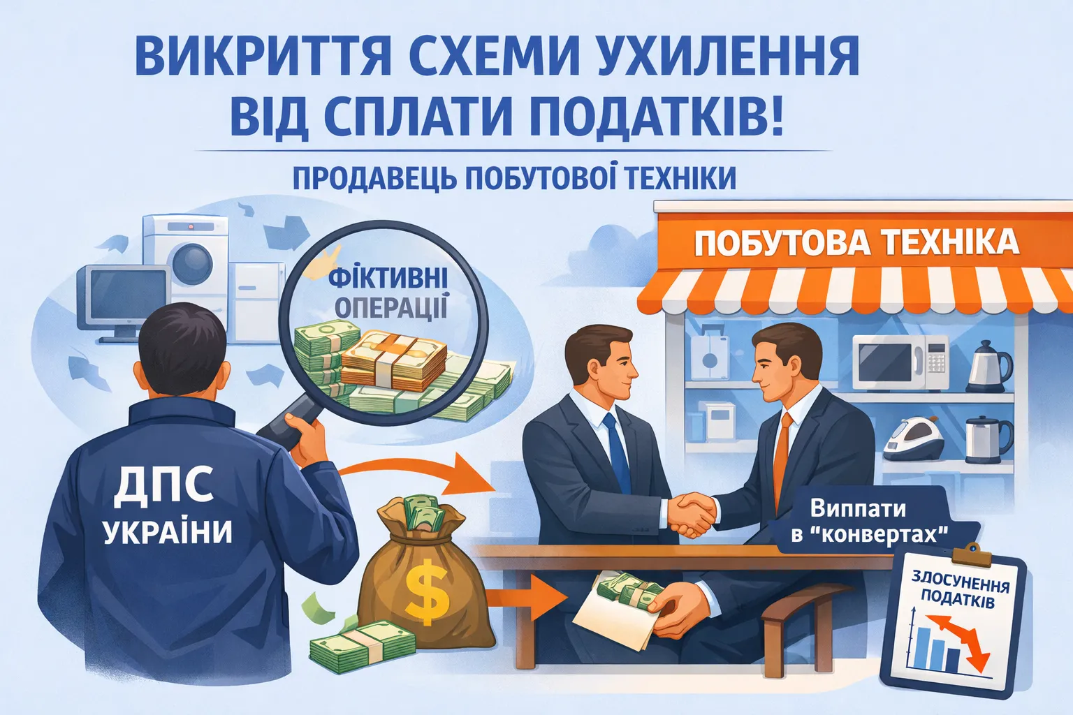 ДПС виявила ймовірну схему ухилення від сплати податків у продавця побутової техніки