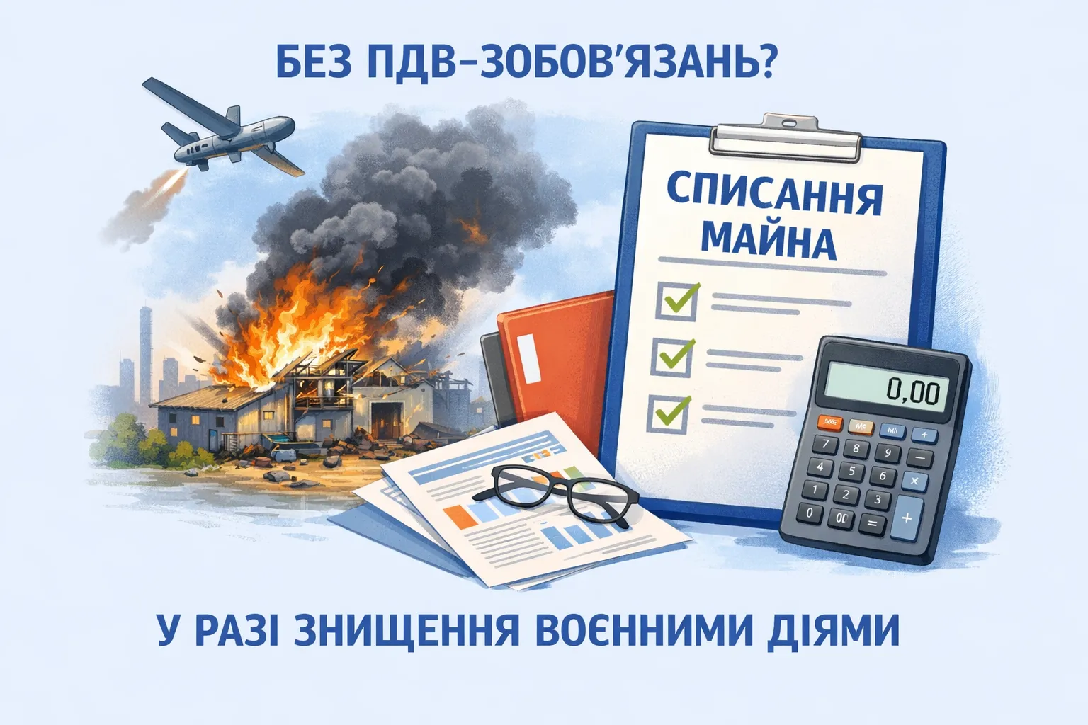 Пожежа від удару БпЛА: коли списання майна без ПДВ‑зобов’язань