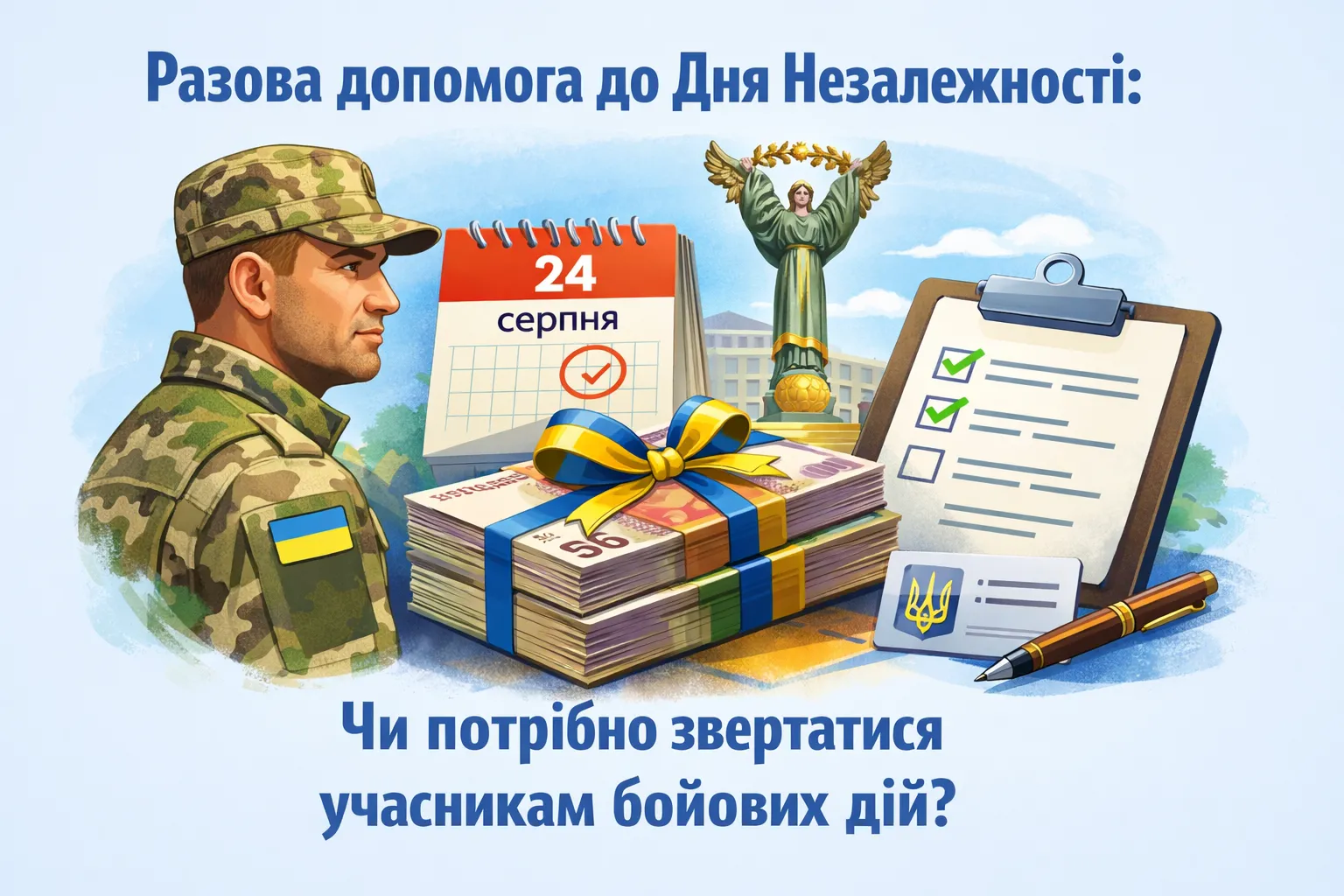 Разова допомога до Дня Незалежності: чи потрібно звертатися учасникам бойових дій?
