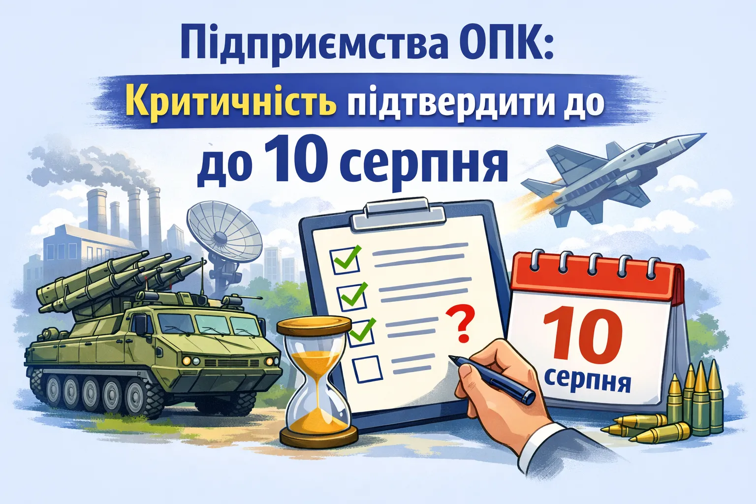 Підприємства ОПК: критичність треба підтвердити до 10 серпня Підприємства ОПК: критичність треба підтвердити до 10 серпня