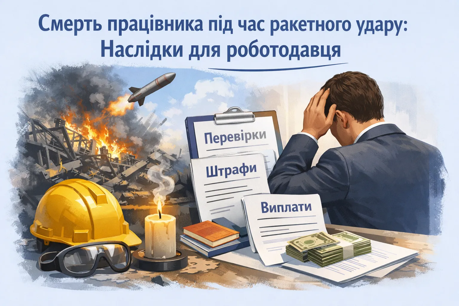 Працівник загинув під час роботи внаслідок ракетного удару: наслідки для роботодавця