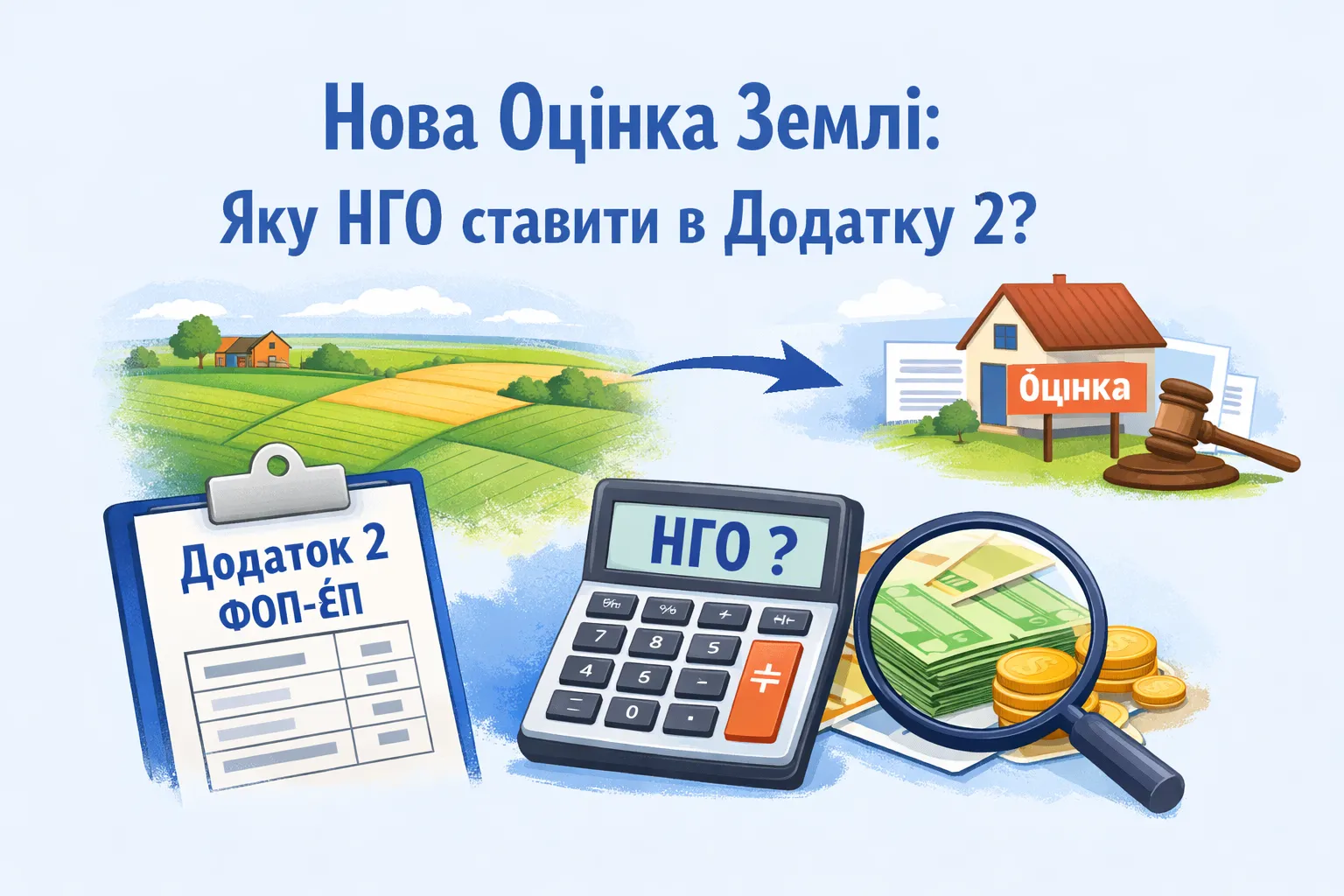 Яку НГО землі ставити в додатку 2 ФОП‑ЄП, якщо протягом року затверджено нову оцінку?