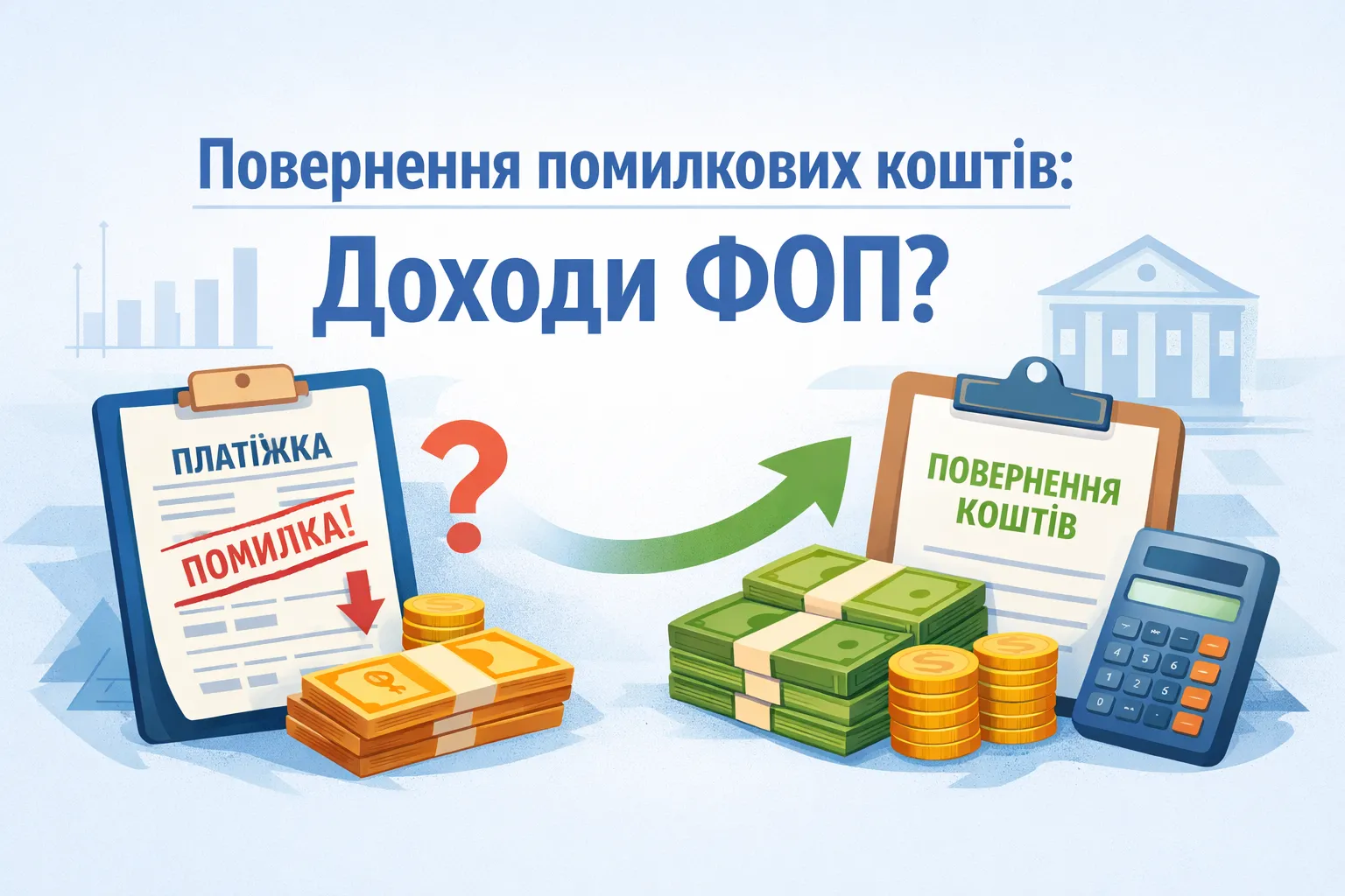 Чи є доходом для ФОП повернення коштів, списаних через помилку в платіжці?