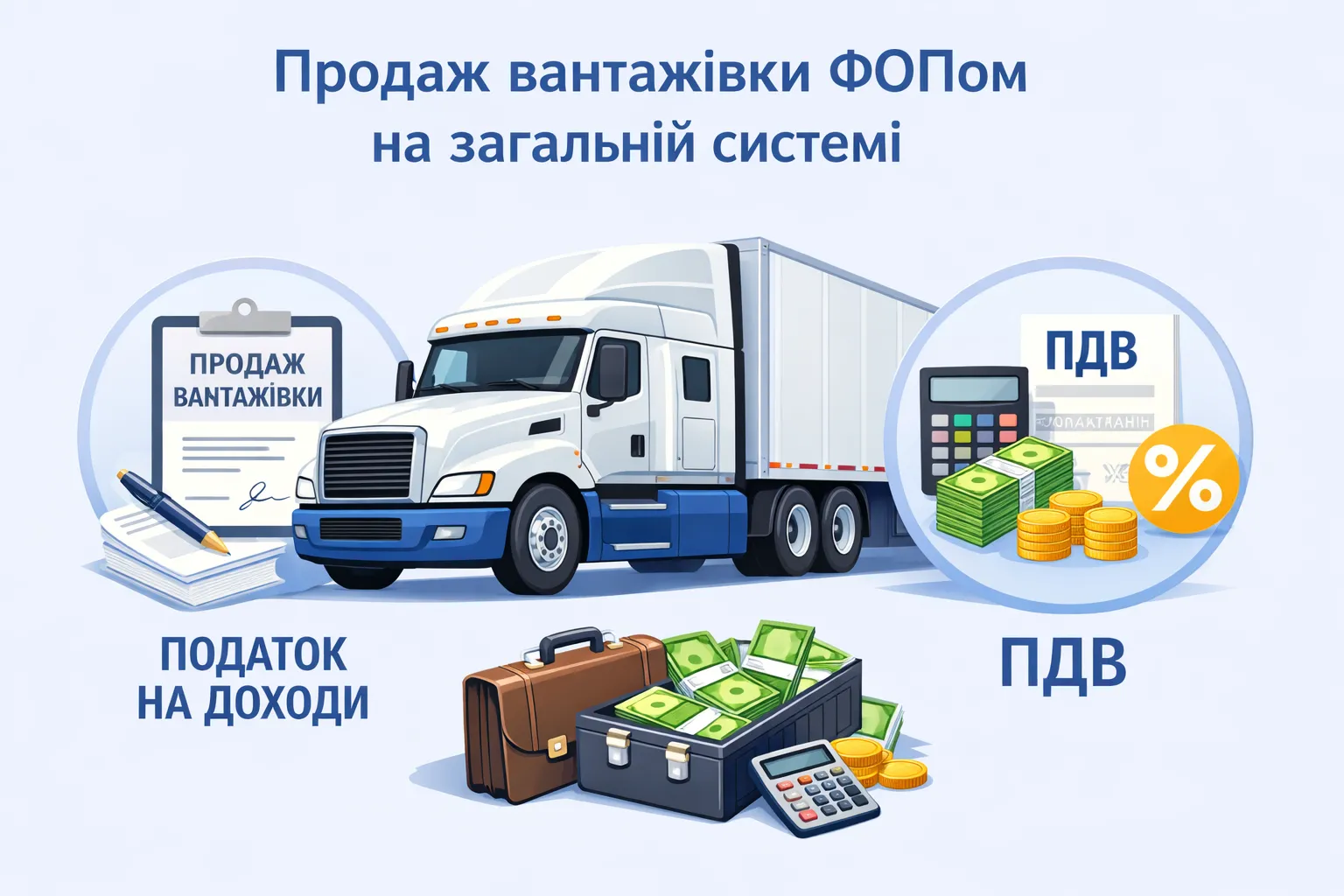 Продаж вантажівки ФОПом на загальній системі: оподаткування доходу і ПДВ