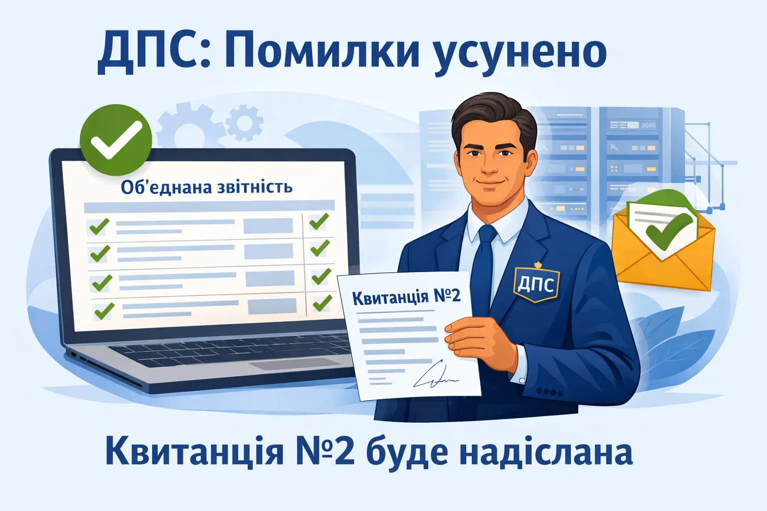 ДПС технічні помилки усунуто, очікуйте квитанцію №2 щодо Нової Об'єднанна звітність