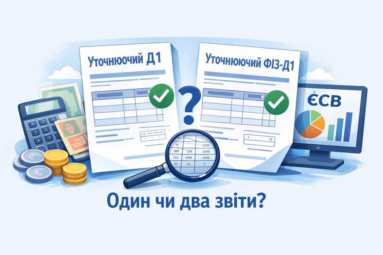 Виправляємо реквізити + суми ЄСВ в Д1 / ФІЗ-Д1: один чи два «Уточнюючих» Об'єднаних звітів?