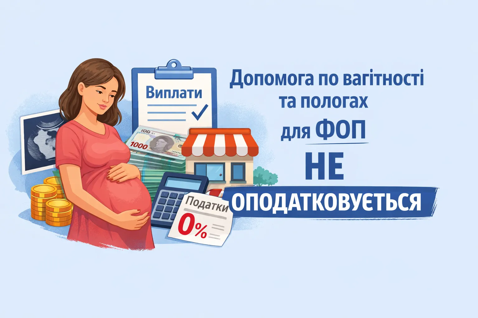 Допомога по вагітності та пологах для ФОП не оподатковується