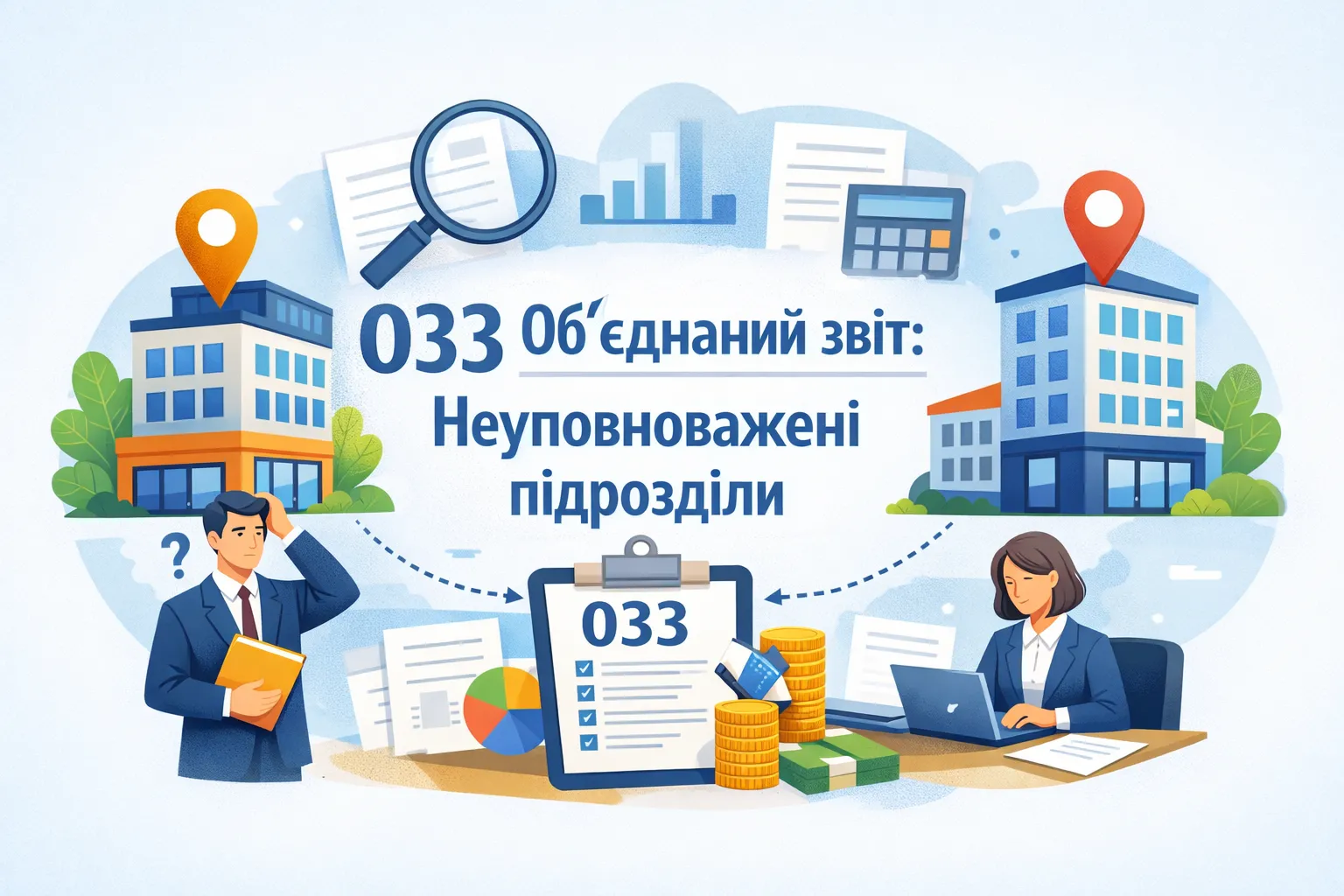 Рядок 033 Об'єднаного звіту ЮО: кілька неуповноважених підрозділів