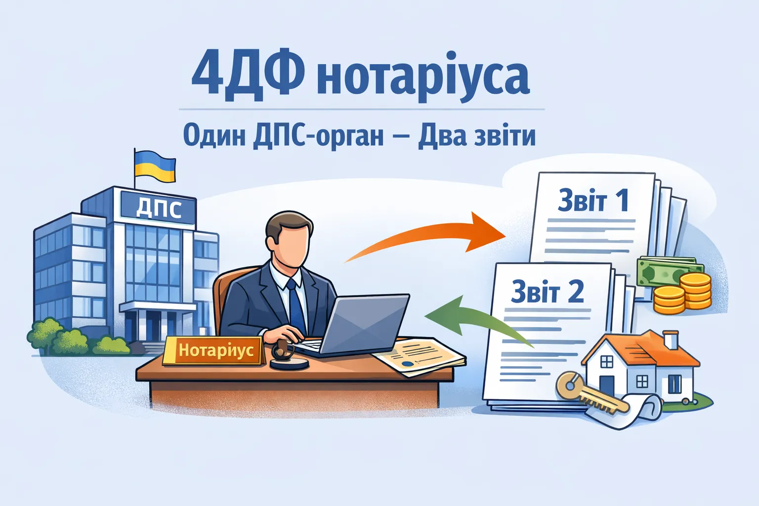 4ДФ нотаріуса: один ДПС‑орган, але два Податкових розрахунки – як саме?