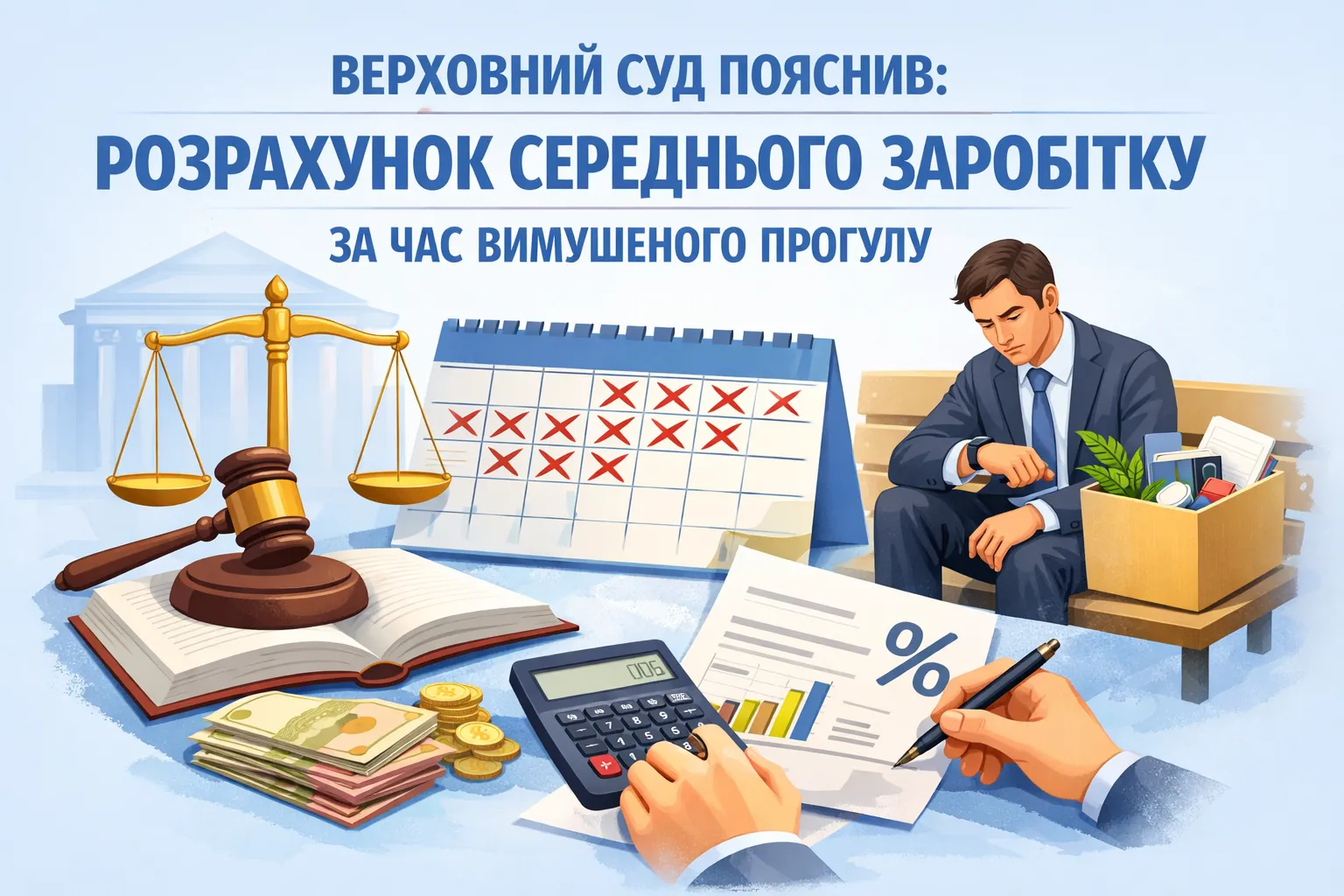 Верховний Суд пояснив, як рахувати середній заробіток за час вимушеного прогулу Верховний Суд пояснив, як рахувати середній заробіток за час вимушеного прогулу