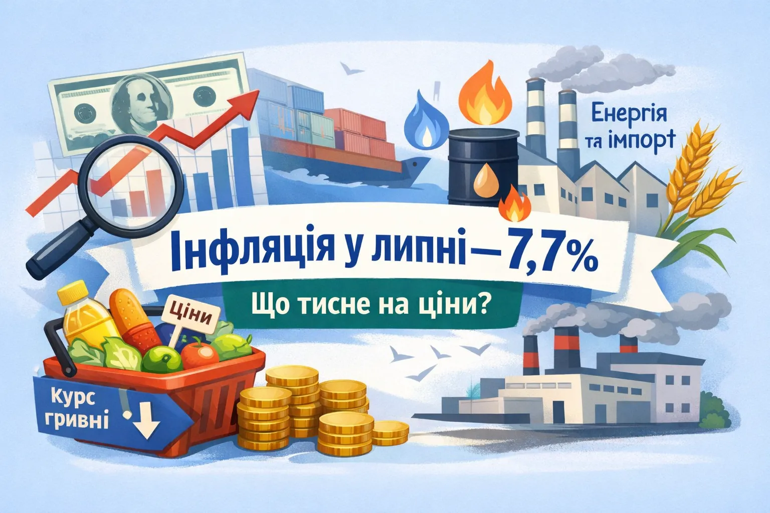 Інфляція у липні — 7,7%: НБУ пояснив, що тисне на ціни Інфляція у липні — 7,7%: НБУ пояснив, що тисне на ціни