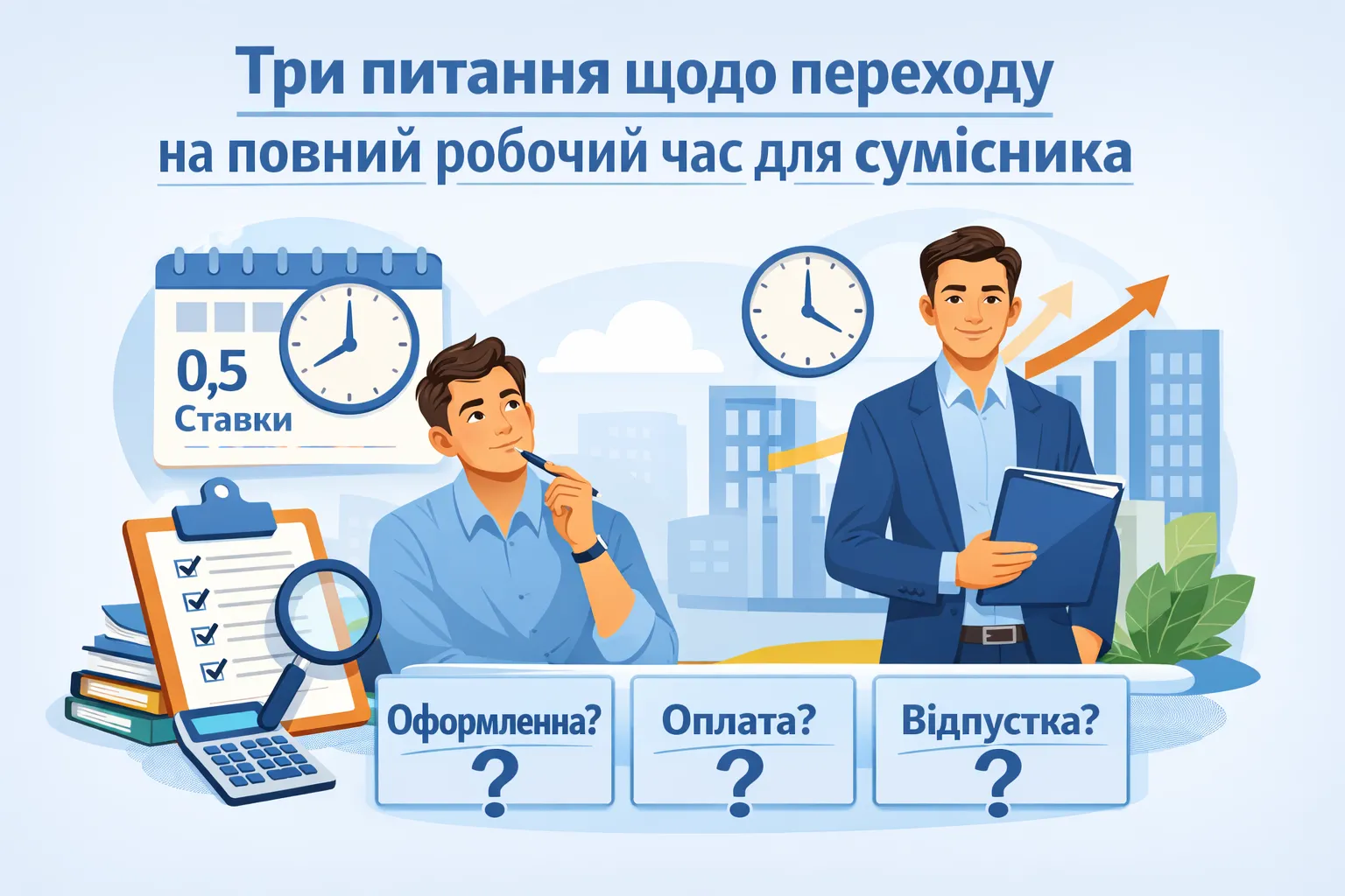 Три питання щодо переходу на повний робочий час із неповного для сумісника