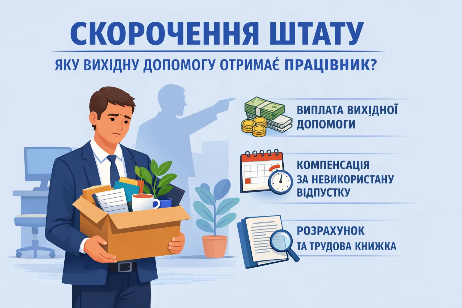 Скорочення штату: яку вихідну допомогу має отримати працівник