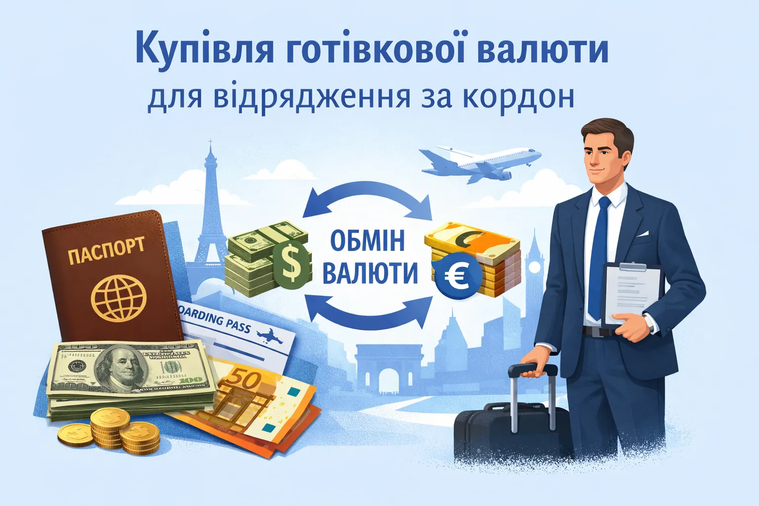 Як придбати готівкову іноземну валюту для закордонного відрядження працівника